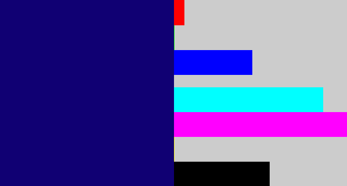 Hex color #100073 - deep blue