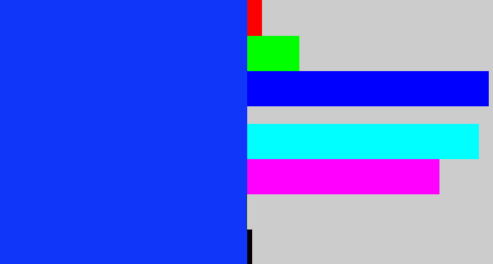 Hex color #1036f9 - vivid blue