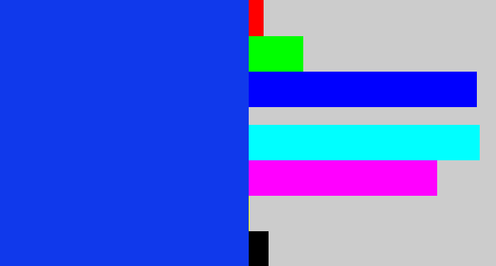 Hex color #1039eb - vibrant blue