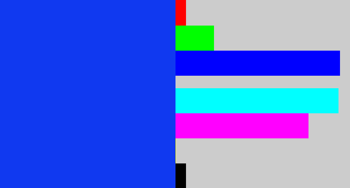Hex color #1039f0 - vibrant blue