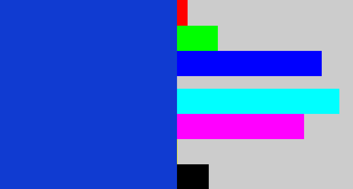 Hex color #103bd1 - blue