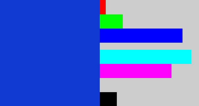 Hex color #103bd3 - blue