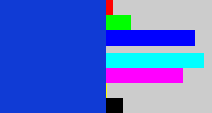 Hex color #103bd5 - blue
