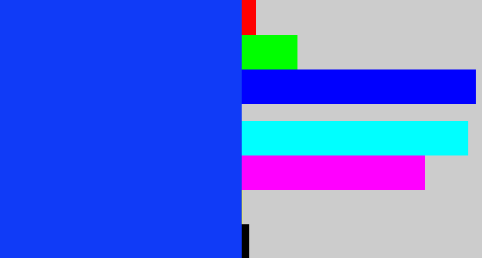 Hex color #103bf7 - vibrant blue