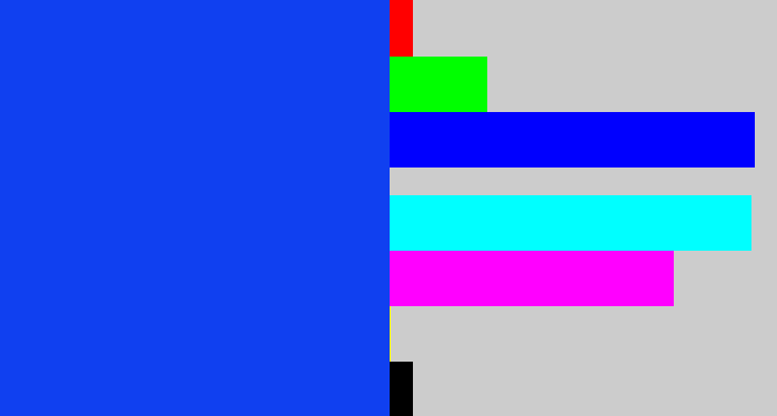 Hex color #1040f0 - vibrant blue