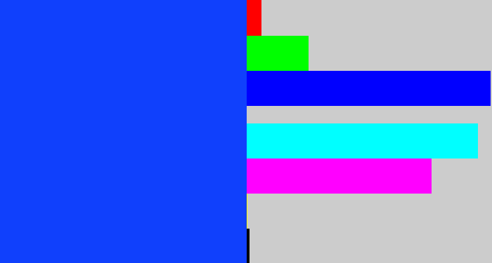 Hex color #1040fc - vibrant blue