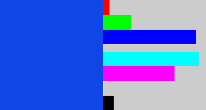 Hex color #1046e5 - blue