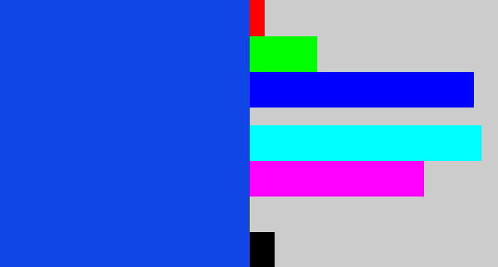 Hex color #1046e6 - blue