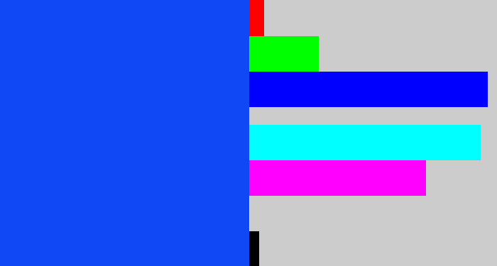 Hex color #1048f5 - electric blue