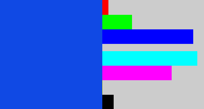 Hex color #1049e4 - blue