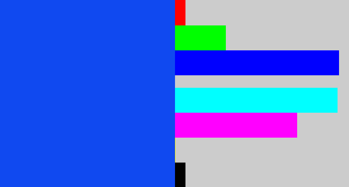 Hex color #1049f0 - electric blue