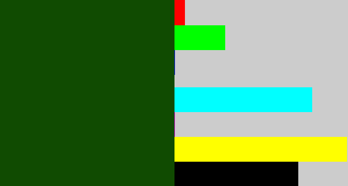 Hex color #104b01 - forrest green