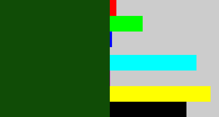 Hex color #104c06 - forrest green