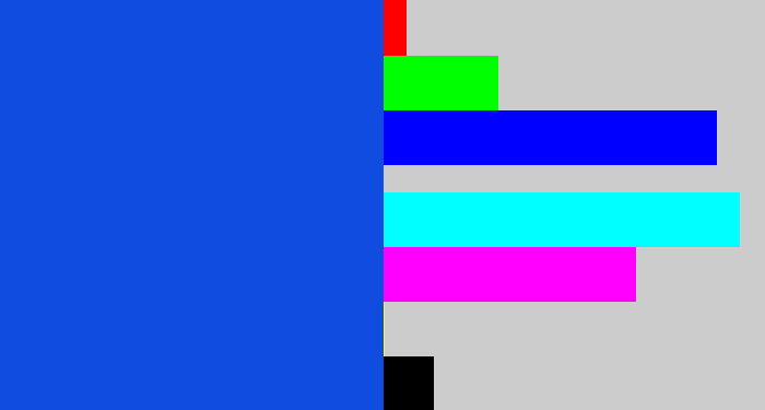 Hex color #104cdf - blue