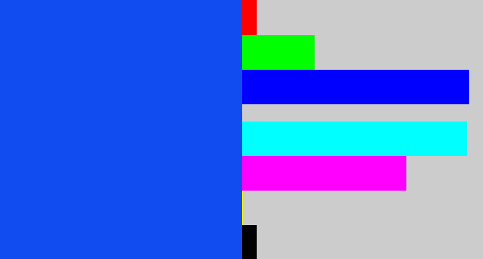 Hex color #104cf0 - electric blue