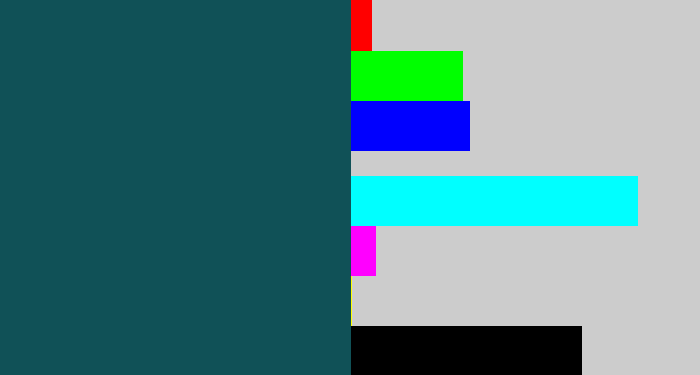 Hex color #105157 - dark turquoise