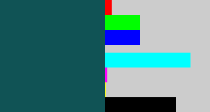 Hex color #105355 - dark turquoise