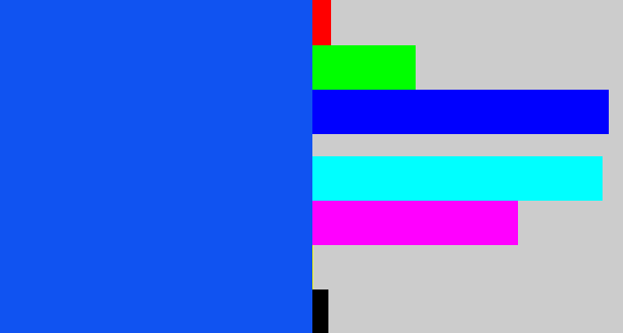 Hex color #1053f1 - azul