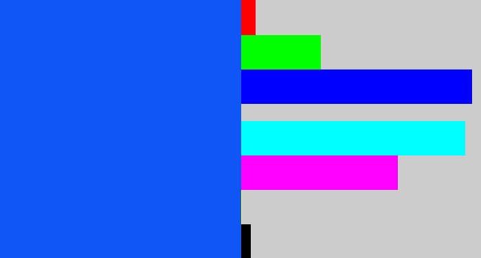 Hex color #1055f6 - electric blue
