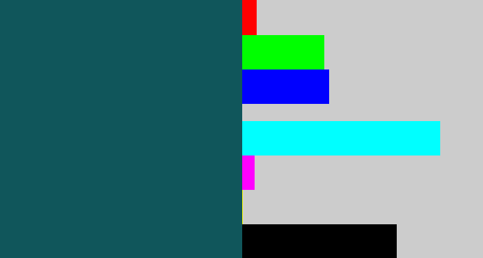 Hex color #10565b - dark turquoise
