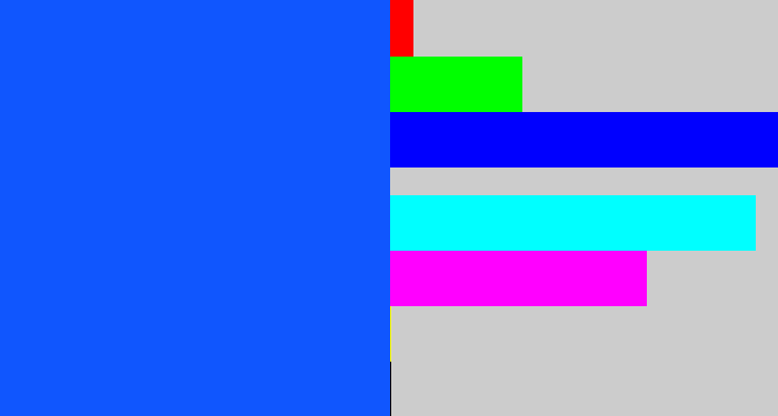 Hex color #1056fe - electric blue