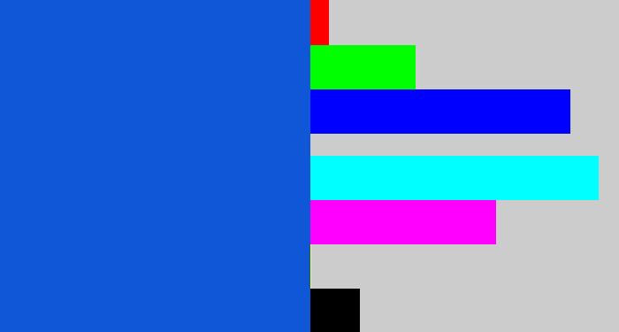 Hex color #1057d7 - blue