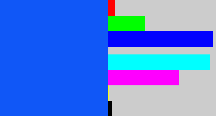 Hex color #1057f7 - electric blue