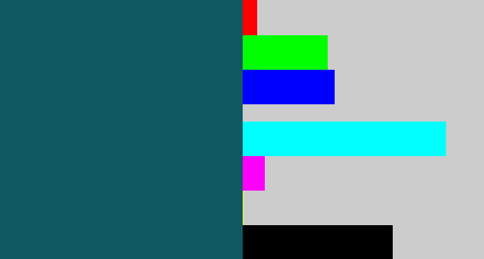 Hex color #105861 - dark turquoise