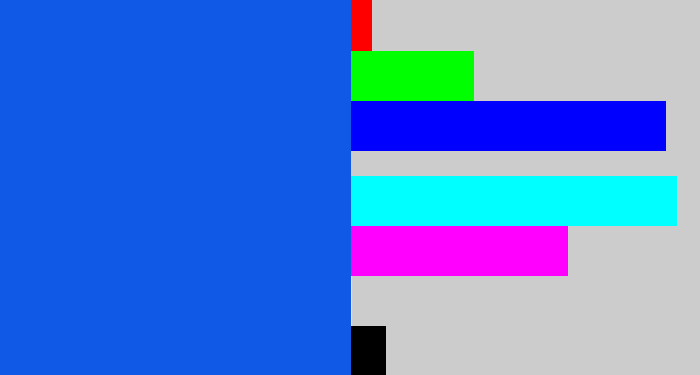 Hex color #1058e6 - azul