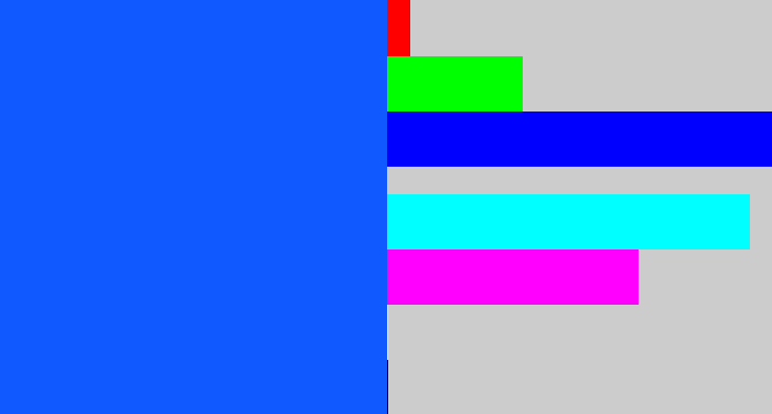 Hex color #1058ff - electric blue