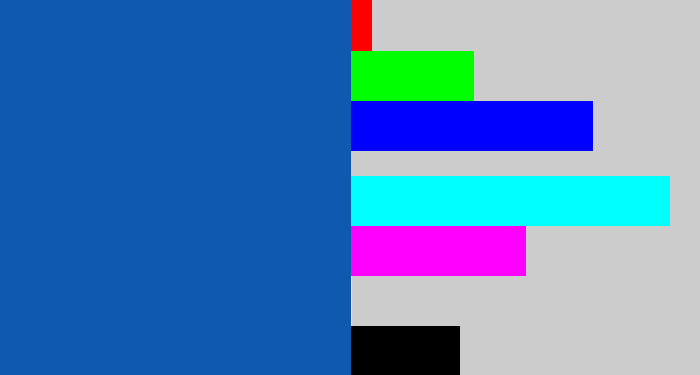 Hex color #1059b1 - mid blue