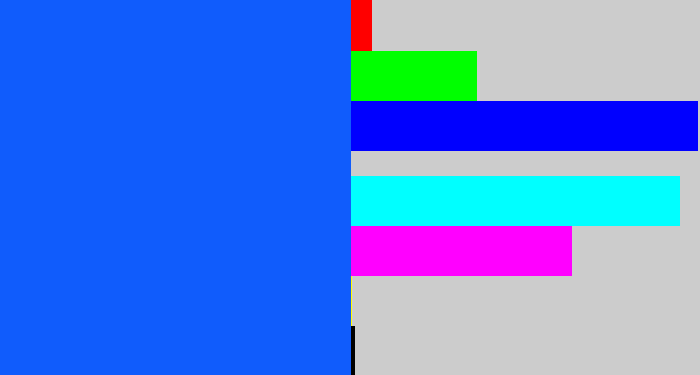 Hex color #105cfc - electric blue