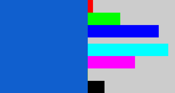 Hex color #105fce - azul