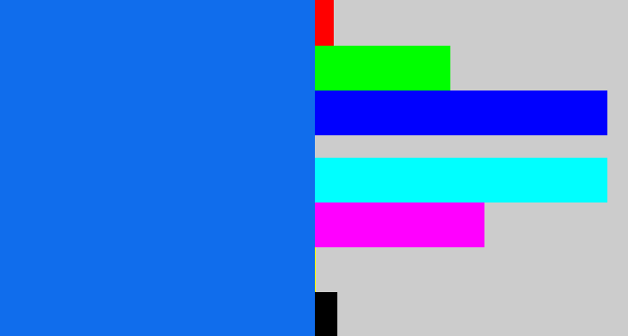 Hex color #106dec - cerulean blue