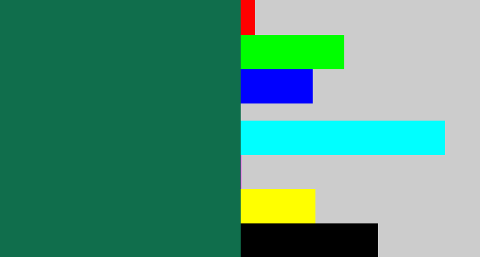 Hex color #106e4c - dark green blue
