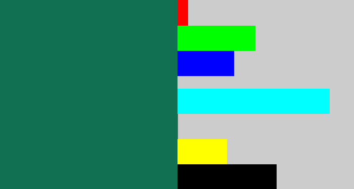 Hex color #107051 - dark green blue