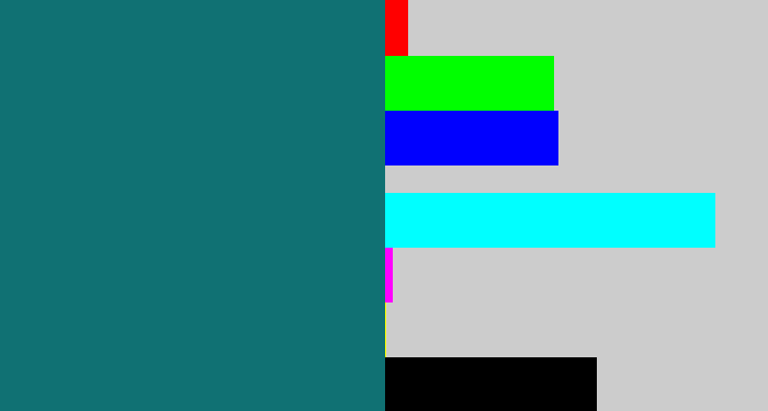 Hex color #107173 - blue green