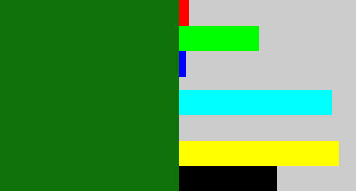Hex color #10720b - deep green