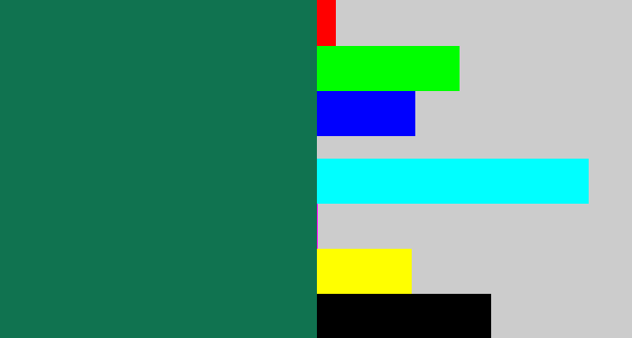 Hex color #107350 - dark green blue