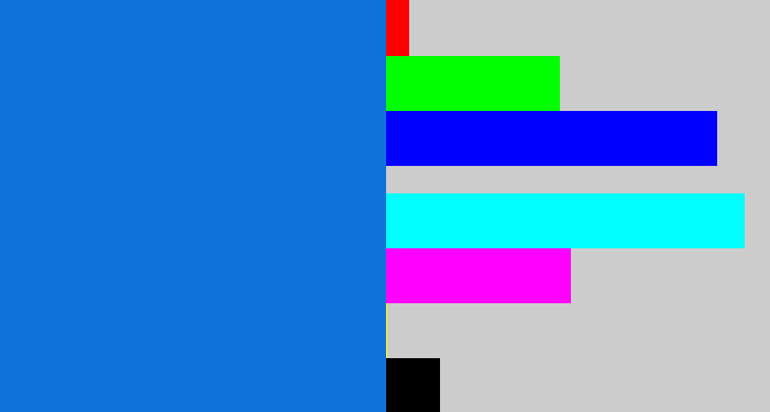 Hex color #1073dc - cerulean blue