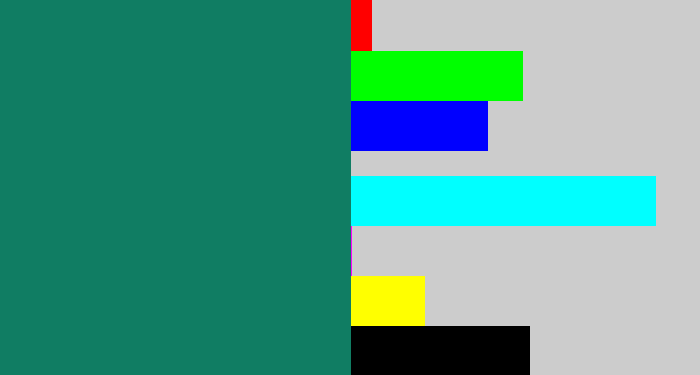 Hex color #107d63 - blue green