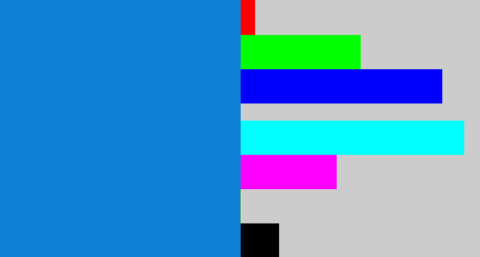 Hex color #1080d6 - water blue