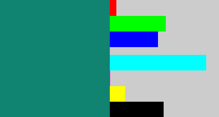 Hex color #108371 - blue green