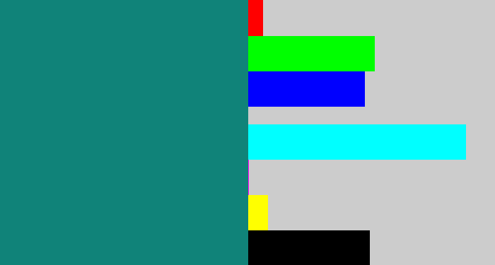 Hex color #108379 - blue green