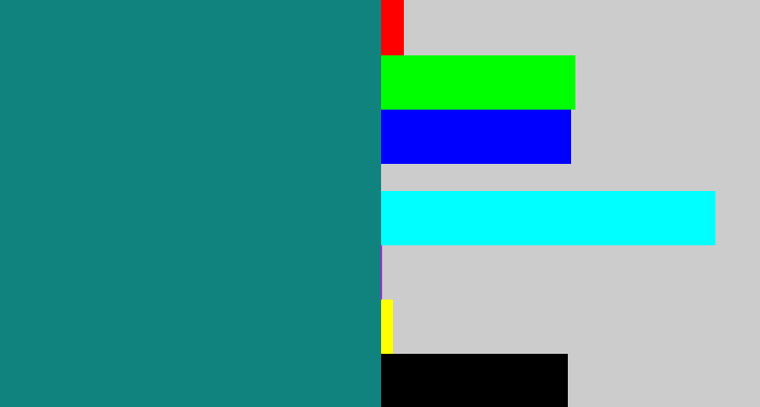 Hex color #10837f - greenish blue