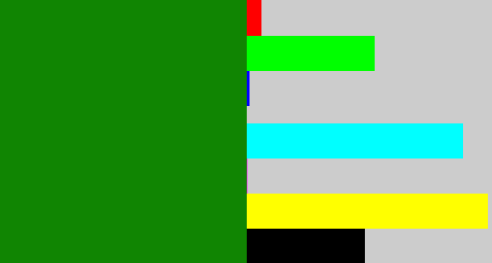 Hex color #108502 - true green