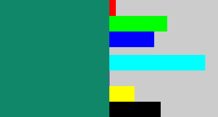 Hex color #108768 - blue green