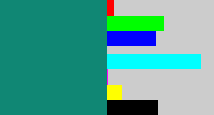 Hex color #108774 - blue green