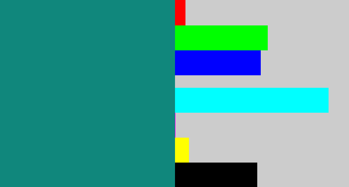 Hex color #10877c - greenish blue