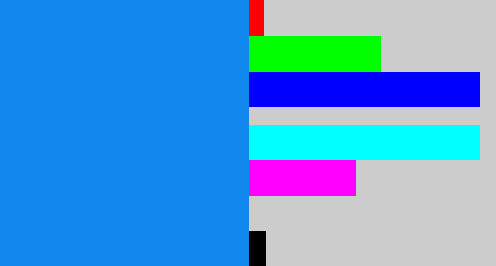 Hex color #1088ed - azure